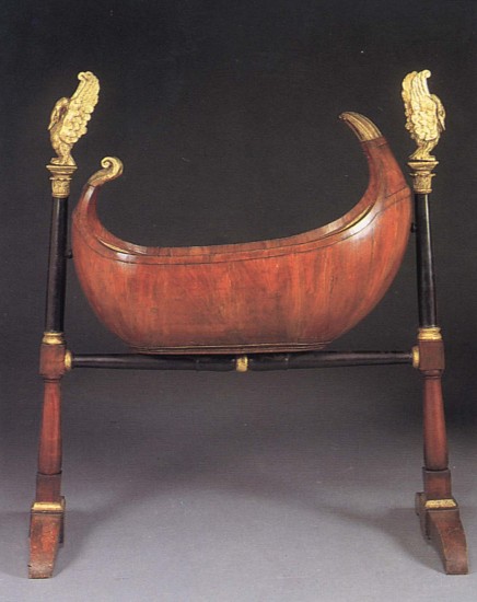19th-Century AUSTRIAN, Biedermeier Black Walnut, Ebonized and Parcel-Gilt Cradle
1800-1825, Mixed woods